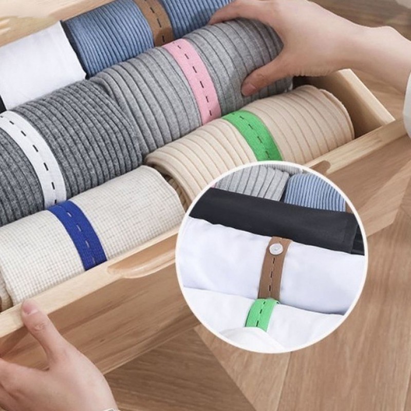 100Pcs Elastic Band with Buttonholes Stretchable Reusable Roll Up Clothes