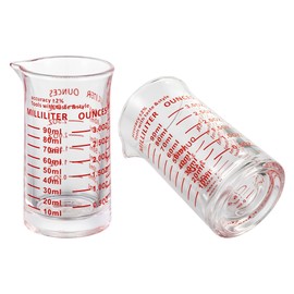 Ackers 3oz/90ml Glass Measuring Cup – Shot Glass with Double Scale-Ounce,Ml Markings for Kitchen & Bar(Pack of 2)