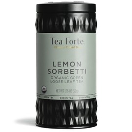 Tea Forte Lemon Sorbetti Organic Green Tea, Loose Tea Canister Makes 35-50 Cups, 1.76 Ounces