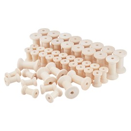 nbeads Pack of 60 2 Sizes Empty Wood Spools, Mini Wooden Spools, Natural Wire Thread Spool for Crafts, Cord, Rope, Chain Roll