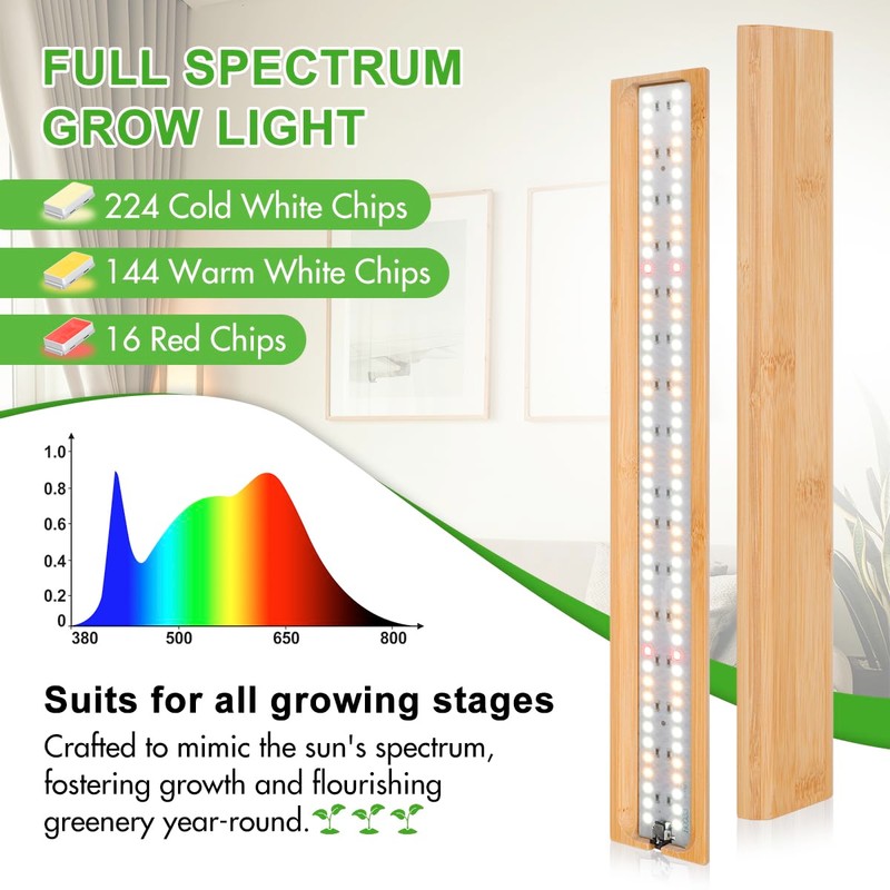 FOXGARDEN® Grow Light, Bamboo Full Spectrum Plant Light Strip for