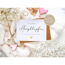 Joli Coon Announce Pregnancy - Wir haben Herzklopfen - Ein Herzchen klopft nun mehr - A6 with Natural Envelope and Wax Seal