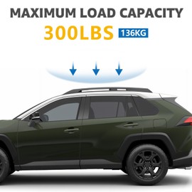 Roof Rack Cross Bars Compatible with Toyota RAV4 Adventure/TRD Off-Road 2019-2024, Adjustable Aluminum Heavy Duty 300 LBS Anti-Theft Lock Cargo Carrier Rooftop Crossbar for Bike, Snowboard, Luggage