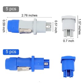 10 Set Powercon Type A Audio Speaker Plug Kit Nac3Fca+Nac3Mpa-1 Chassis Plug Panel Adapter Male and Female Head Connectors for Audio Adapter Amplifier, Mixer