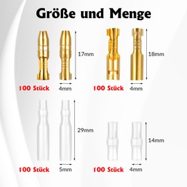 Pinenuts Round Connectors Motorcycle Double 400 Pieces 3.9 mm Terminals Bullet Connector with Insulation Sleeves, Crimping Pliers Flat Connector Kit for Car Motorcycle