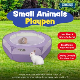 Small Animal Playpen with Zippered Top, Portable Waterproof Pet Cage (47"x23") for Kitten, Bunny, Guinea Pig, Hamster, Chicken Brooder, Indoor & Outdoor Exercise Pen, Foldable Design
