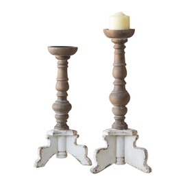 Floor Candle Holders Tall Set of 2, Candle Holders for Pillar Candles, Wood Handcrafted Rustic Candle Holder, Large Decorative Candles for Wedding Home Party, Farmhouse Pillar Candle Stand