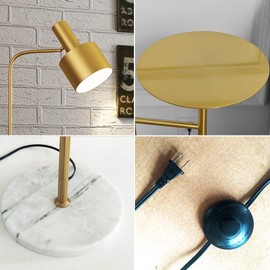 Hsyile Lighting KU300217 Contemporary Modern Creative Floor Lamp with a Table,Suitable for Living Room,Den,Office,Bedroom - E26 Base - Brushed Brass Finish