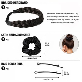 Hair Accessories Set - Braided Headband - Satin Hair Ties - Bobby Pins