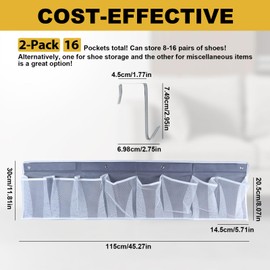 mumisuto RV Shoe Storage for Bedside, 16 Extra Large Pocket Wall Mounted Entryway Shoes Rack Bed Hanging Pocket Organizer Bedside Caddy for Shoes RV Camper Essentials, 2 Pack