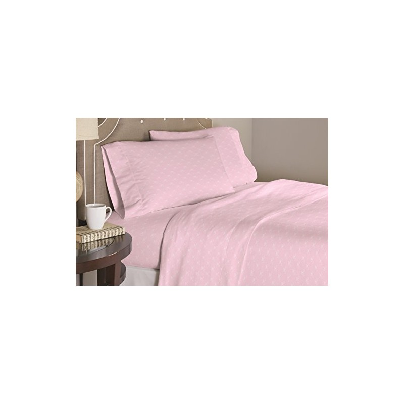 Pointehaven 200WBOWSSSQN Sheet Set, Queen, White Bows
