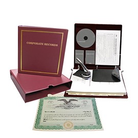 Corpkit Customized Thriftkit Corporate Kit with Printed Minutes & Bylaws/Operating Agreement, Burgundy Binder, Slipcase, Corporate Seal, Certificates with Stubs-(Corporation)