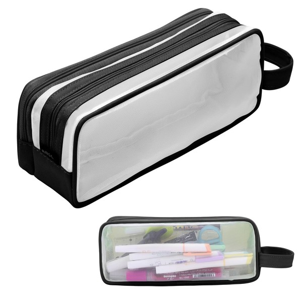 Fjquamitix Clear Pencil Case for Exams, Large Capacity Transparent Mesh