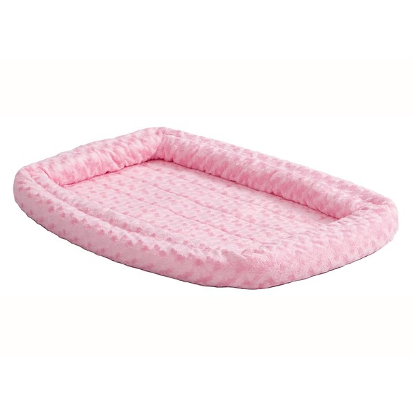Double Bolster Pet Bed | Pink 22-Inch Dog Bed Ideal for XS Dog Breeds & fits 22-Inch Long Dog Crates