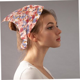 Baluue 2pcs Women's Silk Scarf Hair Bonnet Shawls for Women Floral Pattern Elastic Triangle Headband for Daily Wear Photo Shooting Parties Traveling