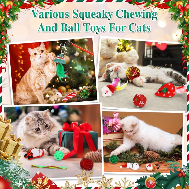 homdat Cat Toy, Pack of 10 Christmas Cat Toy Set