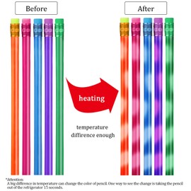 Color Changing Mood Pencil with Eraser Wooden Pencils Heat Activated Color Changing Pencils Thermochromic Assorted Colors (30 Pieces)