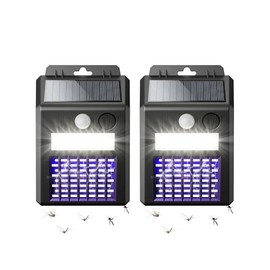 Solar Bug Zapper Outdoor - 2-in-1 Waterproof Cordless Mosquito Zapper with 3 Modes, Motion Sensor Light & UV Light, Rechargeable Mosquito Killer Lamp for Patio Yard Garden