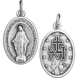 Miraculous Medals Bulk Pack - 50 Medals (Regular - 1 inch) - Italian Silver-Plated Medals - Catholic Gifts for Evangelization