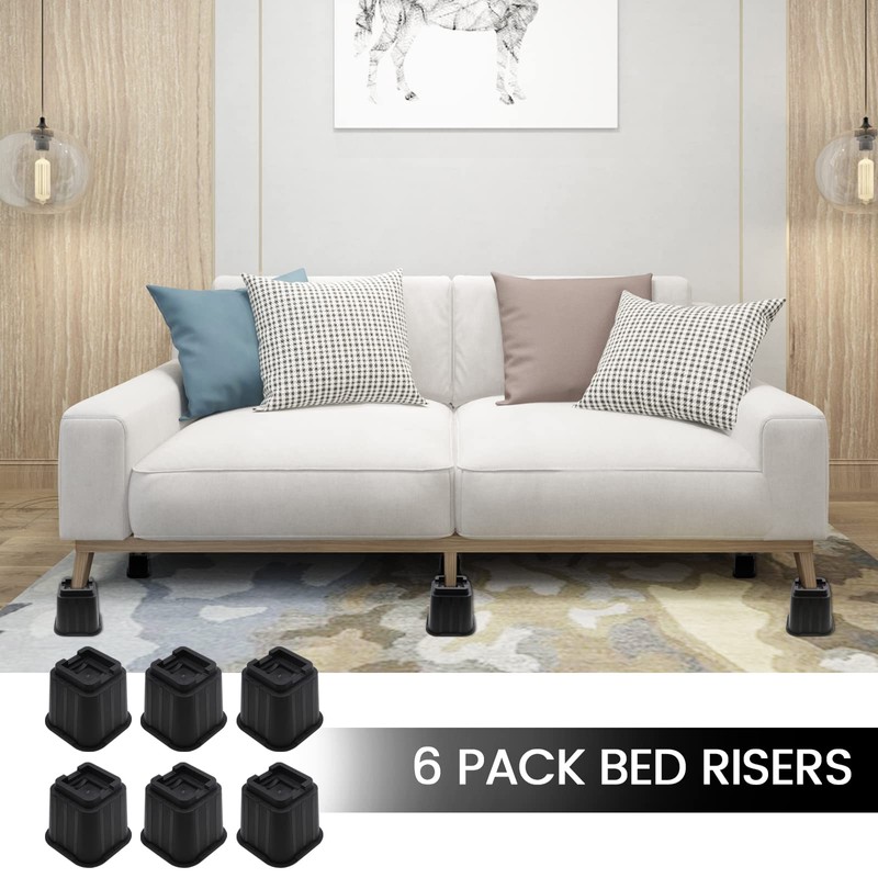 MYMULIKE Bed Risers 5 inch, Heavy Duty Bed Lifts Risers