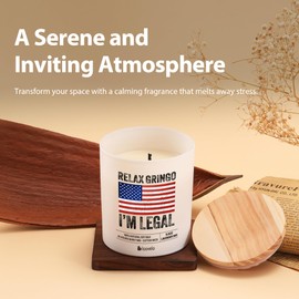 Relax Gringo I'm a New American Citizen Scented Candle Home Office Jar Candles Sage Floral Lavender Scent Soy Wax 9.5 oz