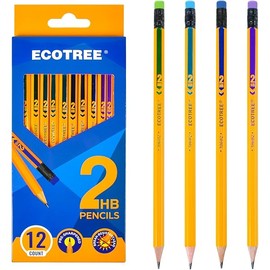 ECOTREE Pencils #2 Wood-Cased HB Pencil, Pre-sharpened Number 2 Pencils for Office School Supplies, Yellow, Back to School, 12 Count