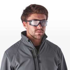 Riley Quadro Protective Safety Glasses for Work – Lightweight Sports Style UV Resistant Clear Safety Goggles with Panoramic Lens