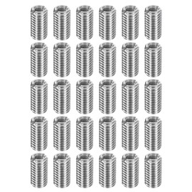 sourcing map 30Pcs Threaded Insert, Stainless Steel M5-0.8 Female to M8-1.25 Male Repair Nut 15mm Long Thread Adapters Sleeve Reducing Nut Thread Repair Screw for Hardwoods Softwoods