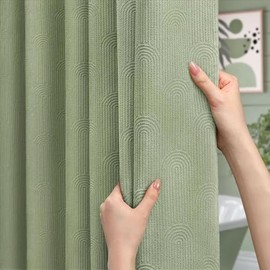 NDDYCU Sage Green Shower Curtain Boho Cotton Texture Mid Century Minimalist Arch Shower Curtain for Bathroom,72" W X 72" L
