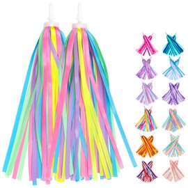 Mlurcu Bike Streamers for Girls, Bike Tassels Handlebar Streamers Ribbons Streamers Colorful Scooter Tassels Grips Bike Decorations Bicycle Accessories for Kids Children Girls Boys (Macaron)