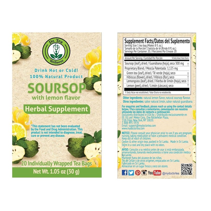 Dr. Tea Wellness Soursop Herbal Tea with Lemon Flavor -
