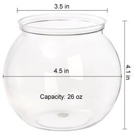 Okllen 6 Pack Mini Fish Bowl, 26 Oz Plastic Ivy Bowls, Unbreakable Bubble Ball Vases for Party Decor, Carnival Games, Candy, Table Centerpiece, BPA Free, Clear