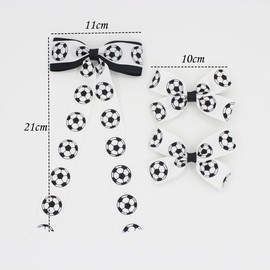 Soccer Cheer Bow Football Ponytail Holder Bowknot Soccers Hair Tie Soccer Ball Hair Bow PHB05 (3 Pcs-Set D)