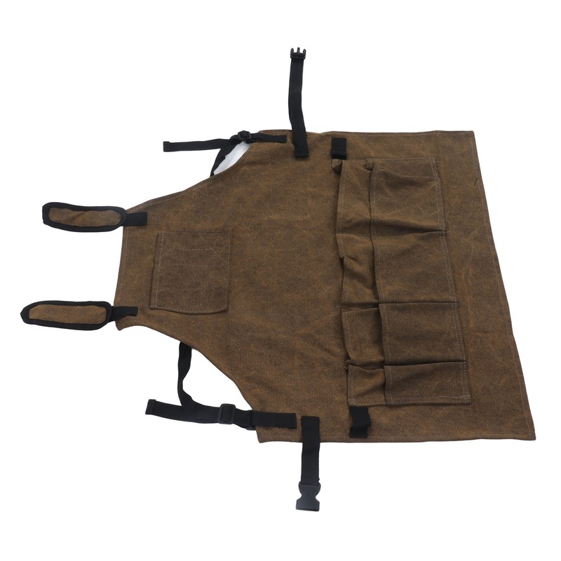 Woodworking Shop Apron Large Capacity Pocket Adjustment Shoulder Straps Waxed