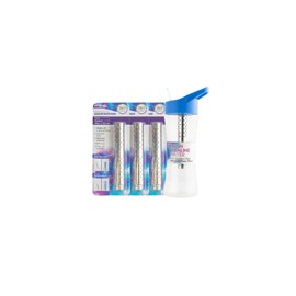 New Wave Enviro Alkaline Bottle with Replacement Wands Bundle, Bottle with 3 Replacement Cartridges, On the Go Alkaline Water for a full year with Chlorine reduction, Alkaline Bottle Blue Color