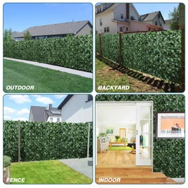 ECOOPTS 39"x136" Artificial Ivy Leaf Fence Screen with Mesh Back, Faux Plant Leaf Cover Decoration for Porch Patio Yard Deck Balcony (2 Pieces)