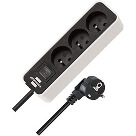 Brennenstuhl Ecolor Triple Junction Box with Switch and 3.00 m Cable in White/Black