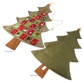 Toddmomy 1 x Christmas Advent Calendar Countdown Felt Christmas Tree Fabric Advent Calendar for Home Classroom Handmade Door Wall Hanging Decor