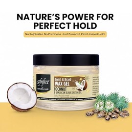 SOF N' FREE Twist & Braid Hair Gel with Coconut Oil, Flake-Free 250ml | Twist & braid gel with Coconut & Black Castor Oil for flake-free hold