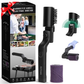 AirVows Electric Grill Brush, 3-Speed Grill Brush for Outdoor Grill with Heat-Resistant Handle,Gift for Grill Lovers,180°Adjustable BBQ Brush Head&90min Runtime,Extra Brushhead Included