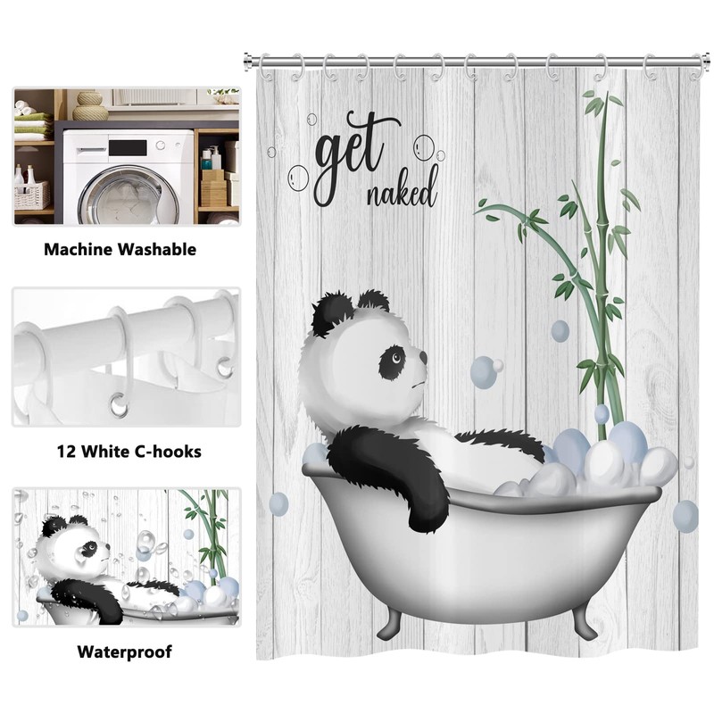 ASDCXZ Funny Shower Curtain, 180 x 200 cm, Panda Takes