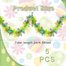 Easter Decorations Tinsel Garlands - 6.6FT X 5Pcs Colorful Easter Eggs Metallic Tinsel Twist Garland for Easter Decorations Home Party Hanging Wreath