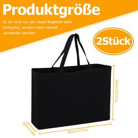 Coztie Cotton Bag, Pack of 2 Large Shopping Bags, 45 x 35 cm, Cotton Bag, Fabric Bag, Jute Bag, Fabric Bag, Unprinted for Laundry, Sports, Shopping, Reusable Jute Bags, black, L