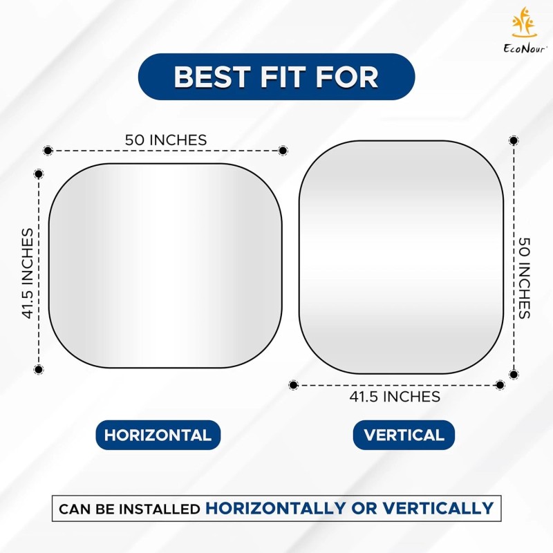 EcoNour Foldable Spring RV Windshield Sunshade, Reflective XX-Large, Black