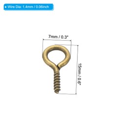 PATIKIL 150pcs 4mm ID x 15mm Large Screw Hole Pins Mini Eye Hooks DIY Crafts Chandelier Bronze