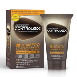 Just for Men Control GX Shampoo y Acondicionador Desvanecedor de Canas, Reduce Canas Gradualmente, Sin Peróxido, Sin Amoniaco, 118ml