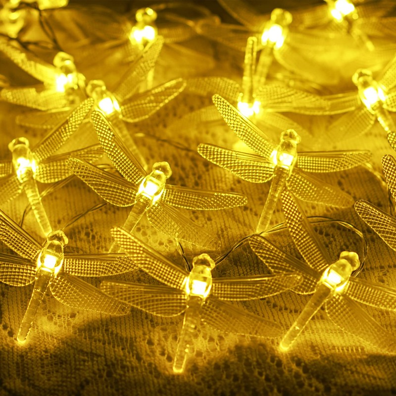 Dragonfly String Lights for Patio, Twinkle Fairy Lights for Indoor