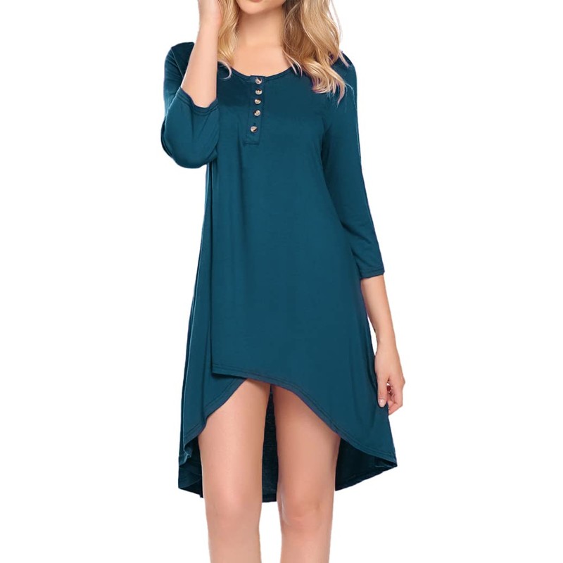 Naggoo Women Solid v neck Tunic for Leggings Swing Flare