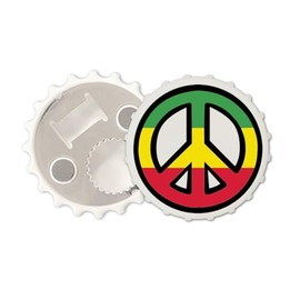 Peace Magnetic Bottle Cap Opener Fridge Magnet Rasta Flag one Love