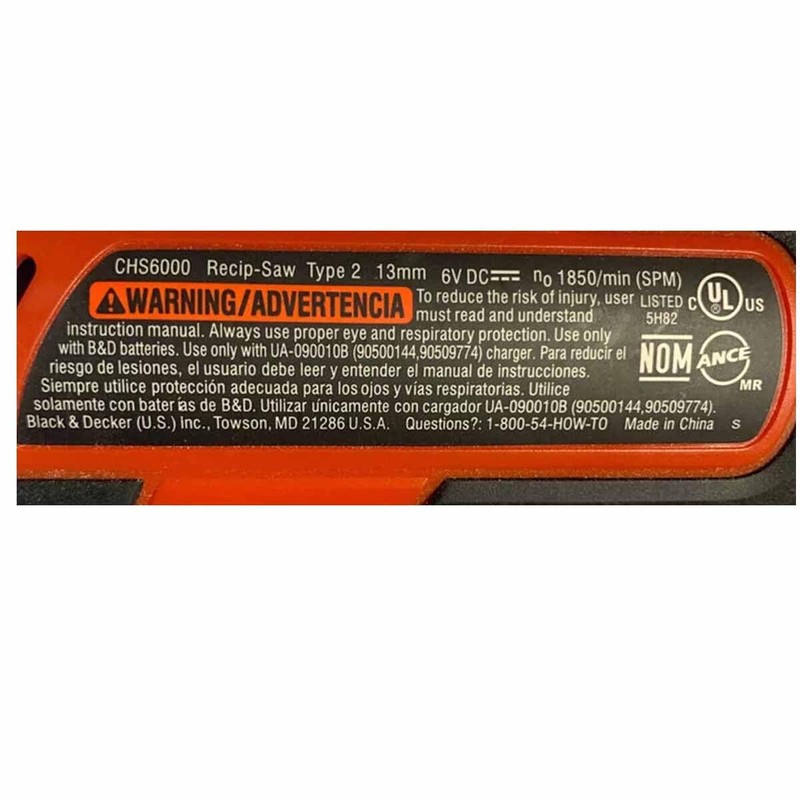 Battery Pack for Black Decker 6V CHS6000 Recip-Saw Type 1,